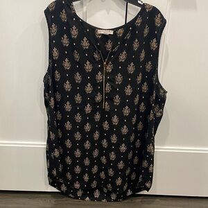 Chic Black and Gold Patterned Blouse